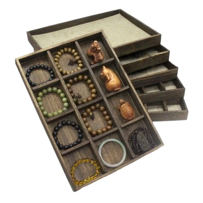 

Wooden Jewelry Display Stand Bracelet Pendant Display Tray Jewelry Accessory Organizer Showcases Tray Retro Storage Holder