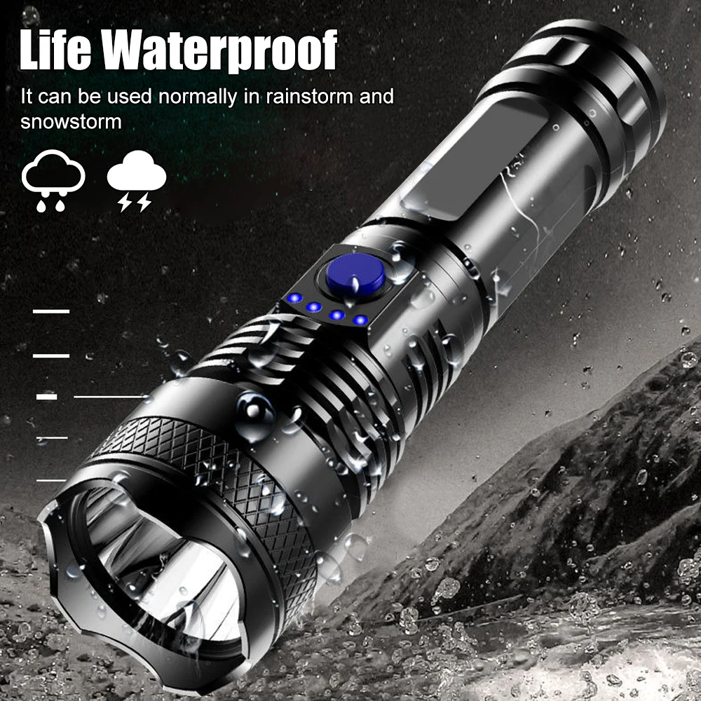 3W High Power Led Flashlights Camping Torch 3 Lighting Modes ABS Zoomable Light Waterproof Material USB charging LED for camping