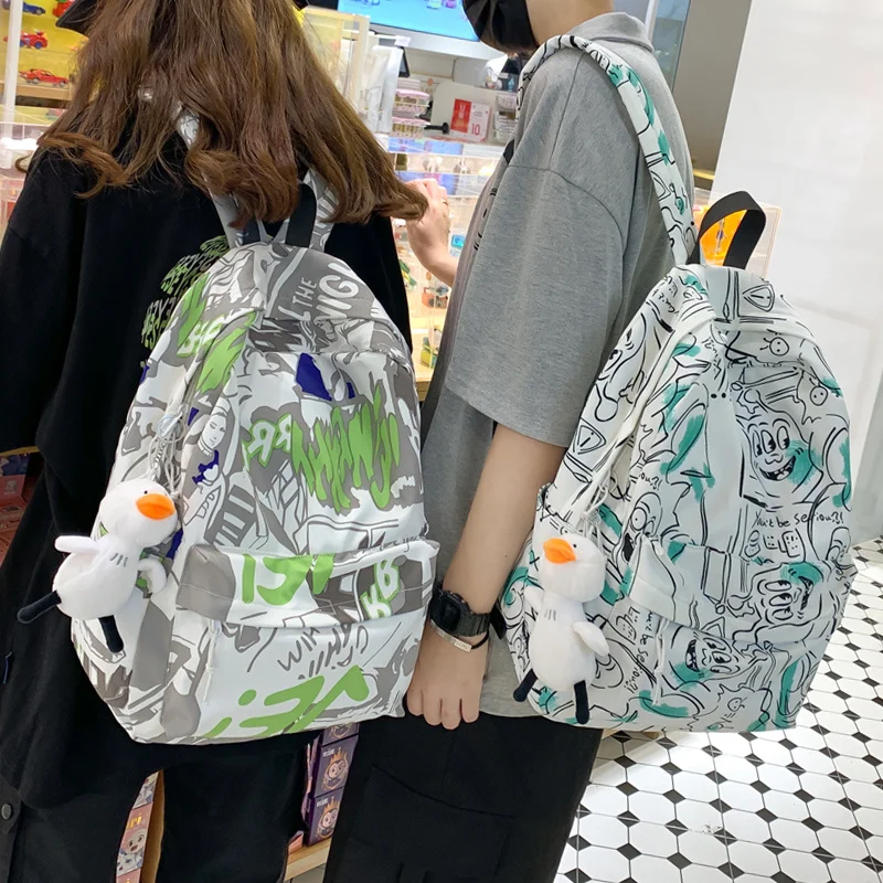 2024 New Spring/summer Backpack Graffiti Print Backpack Women's Korean Edition Trendy Casual Backpack For Going Out And Playing