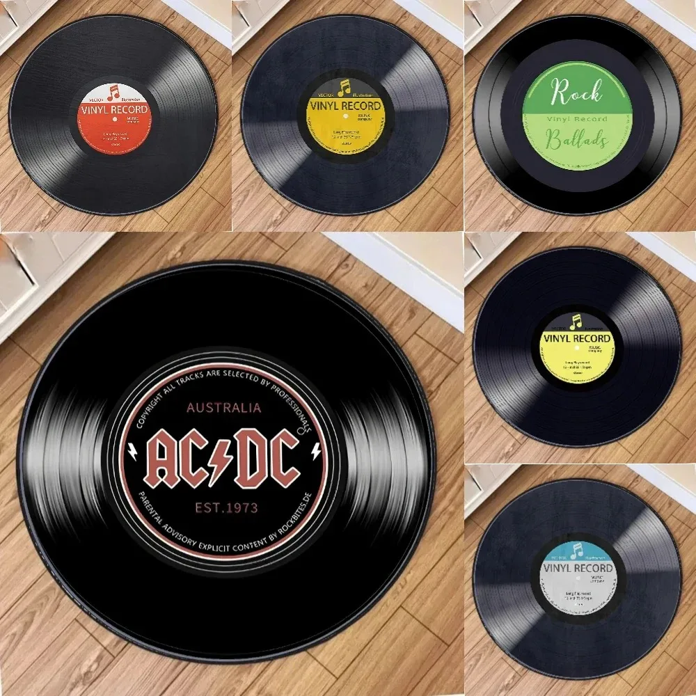 Vintage Vinyl Record Round Carpet Music Themed Rug for Living Room Sofa Bedside Floor Mat Unique Gift for Music Lovers Cocina 러그