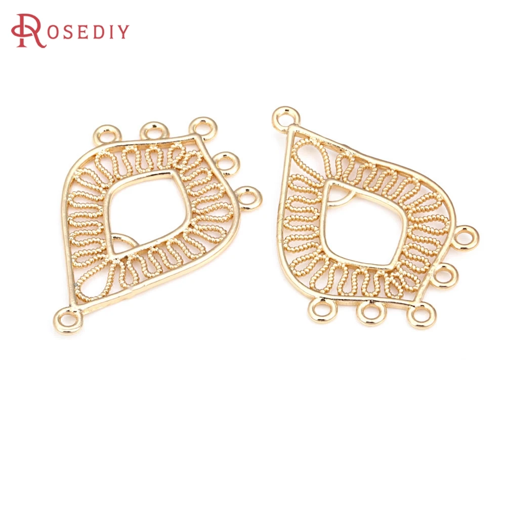 

18K Gold Color Brass Heart Earrings Connector Charms Geometry Pendants High Quality Jewelry Making Diy Accessories