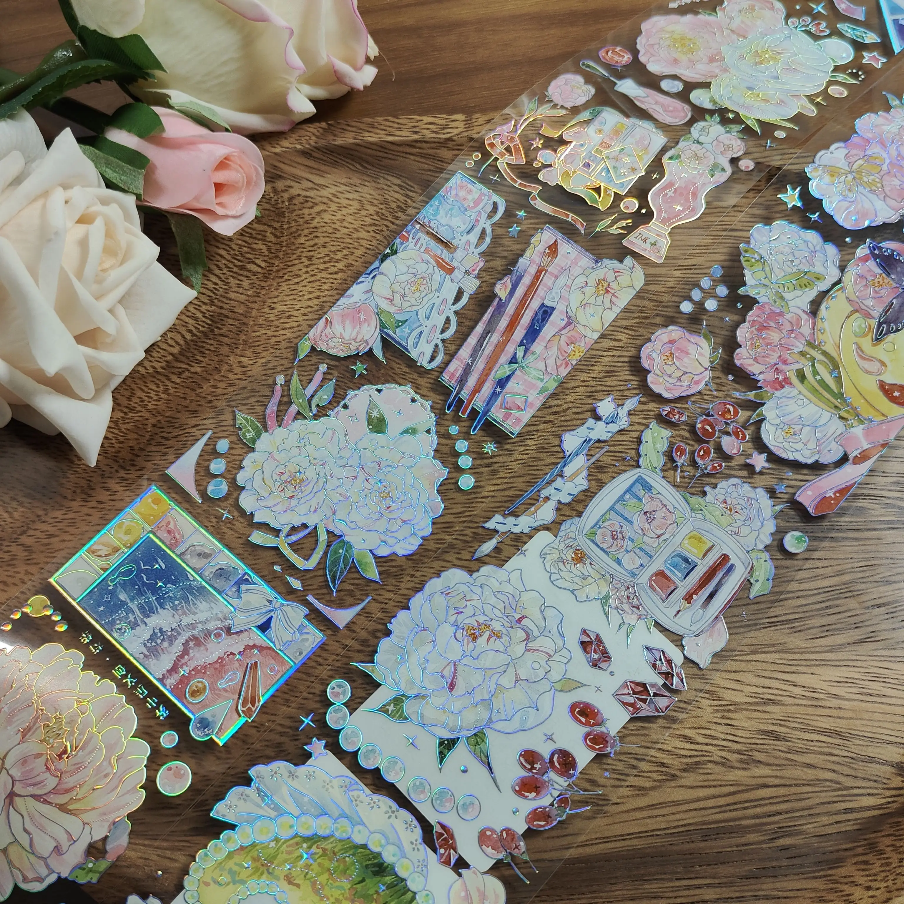 

Newmind Peony Blossom Washi Tape PET Creative Sticker DIY Decor Scrapbooking Journaling 6CM*100CM--0098