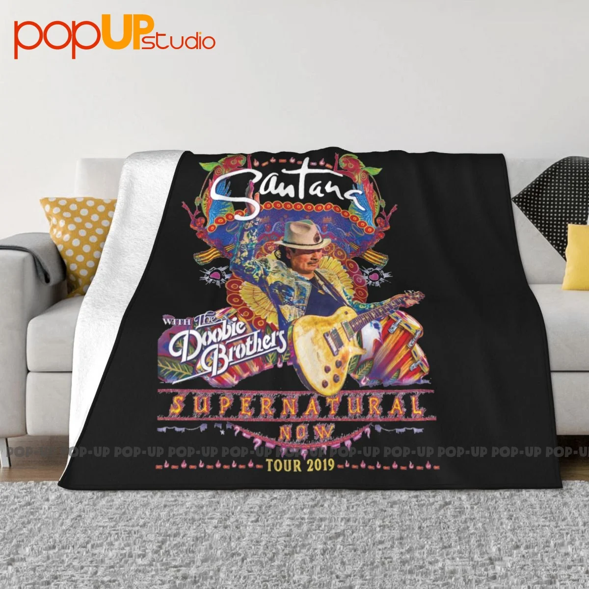 Carlos Santana Global Consciousness Tour 2019 Blanket Home On Couch Bedding Throws