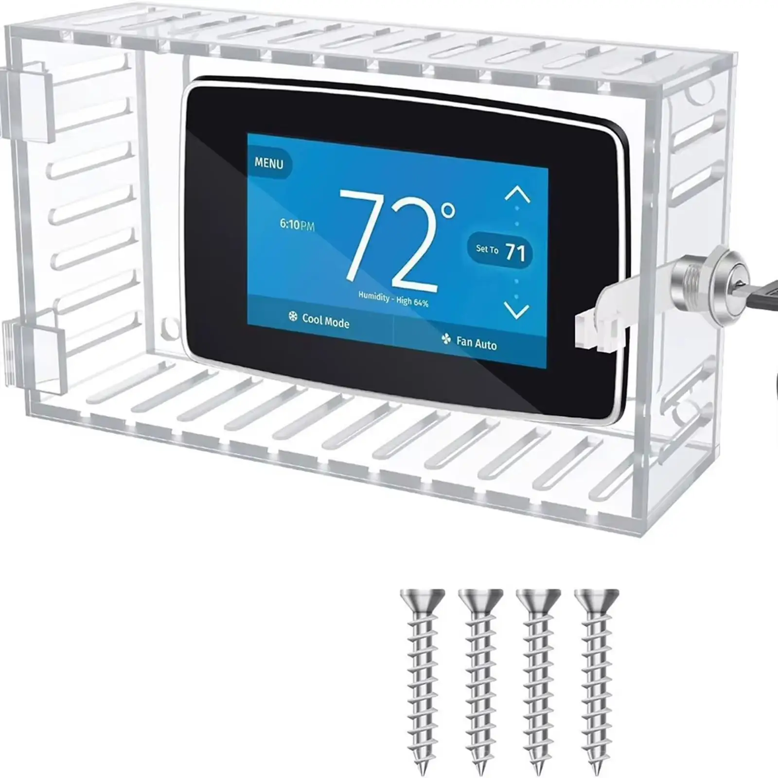 Universal Thermostat Lockable Cover Clear Plastic with 2 Keys for AC Control Panel Guard in Shop