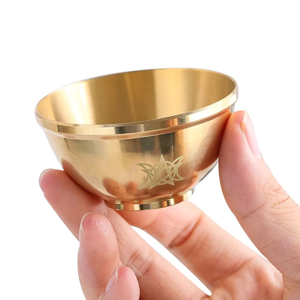 

Brass Copper Bowl with Moon Phase Design Decorative Altar Cup Vintage Style Meditation Holder for Home Decor Yoga Ceremony Gift