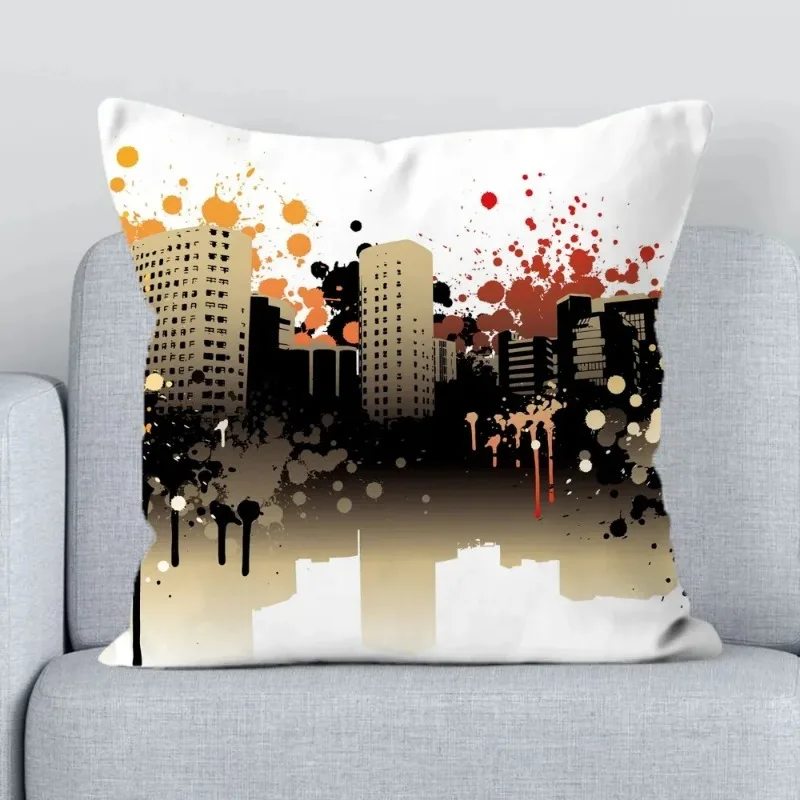 Home Decoration Pillowcase City Road Cartoon Sofa Decorative Pillowcase Cushion Cover