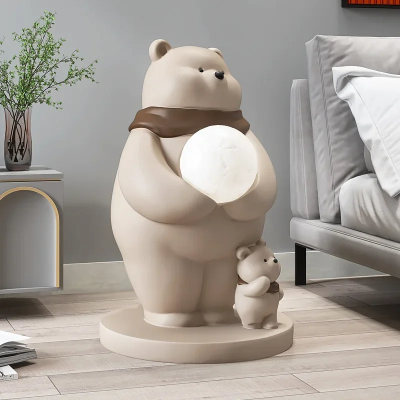 SANDYHA Polar Bear LED Floor Lamp Standing Table Light for Bedroom Living Room Indoor Lighting Home Decor Ornament