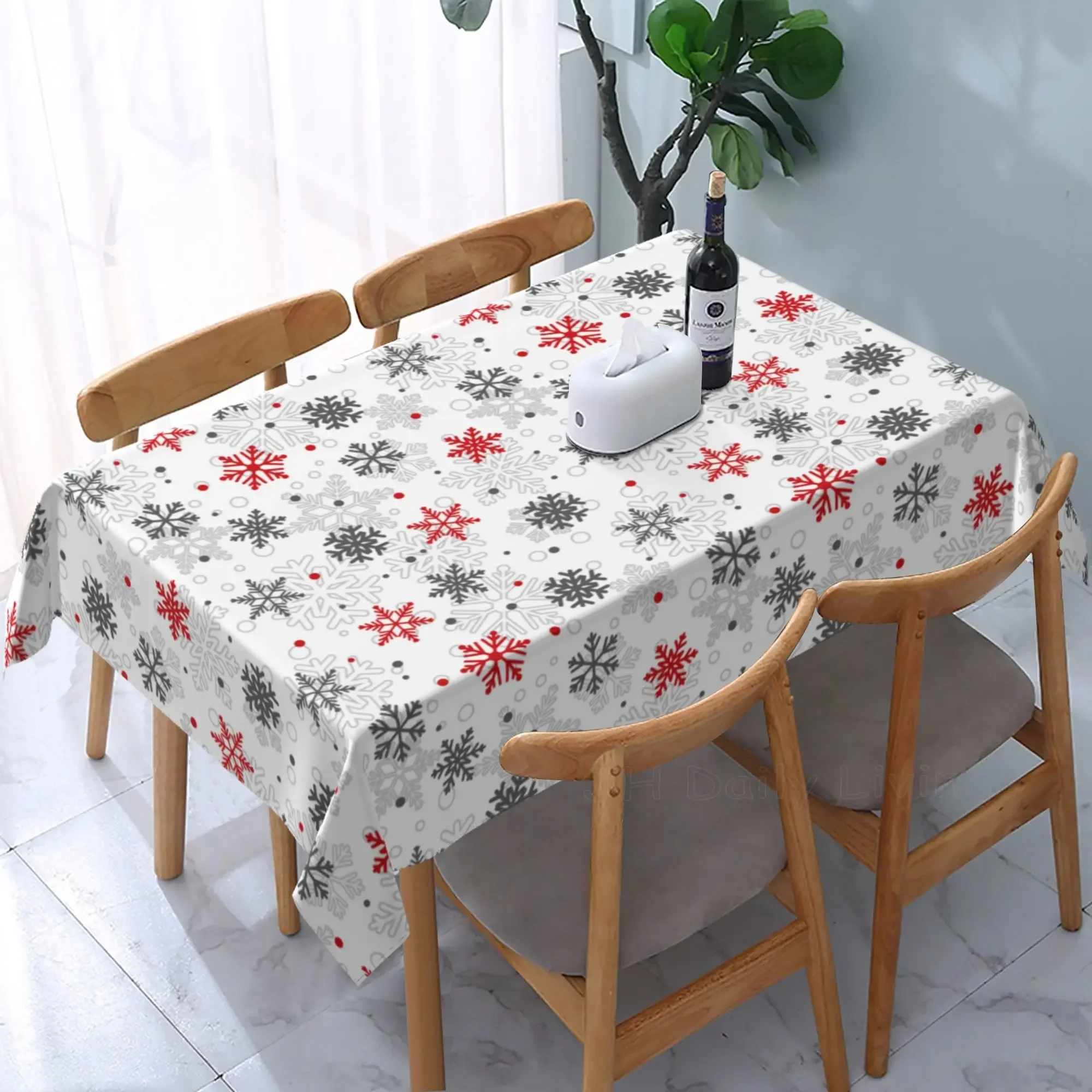 Christmas Snowflakes Rectangle Tablecloth 60x90 Inch Polyester Table Cloth Decor Table Cover for Christmas Wedding Party Banquet