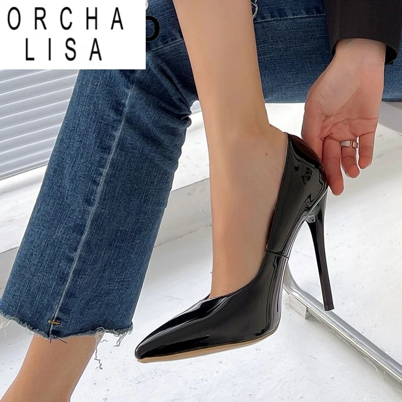 

ORCHA LISA Роскошные сексуальные женские туфли-лодочки 2025 года с острым носком на шпильке 11 см без шнуровки размера плюс 46 47 48 Модная женская обувь для вечеринок и свиданий