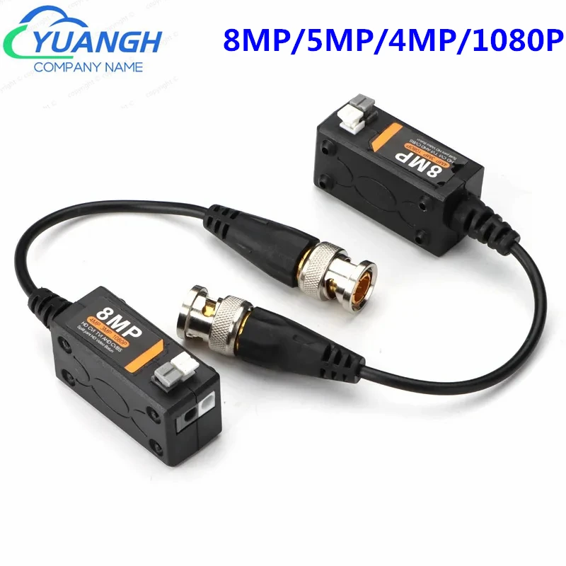 CCTV Accessories Passive Twisted Pair 8MP Video Balun HD-AHD TVI CVI Transmitter Transceiver For 2MP 5MP 8MP Analog Cameras