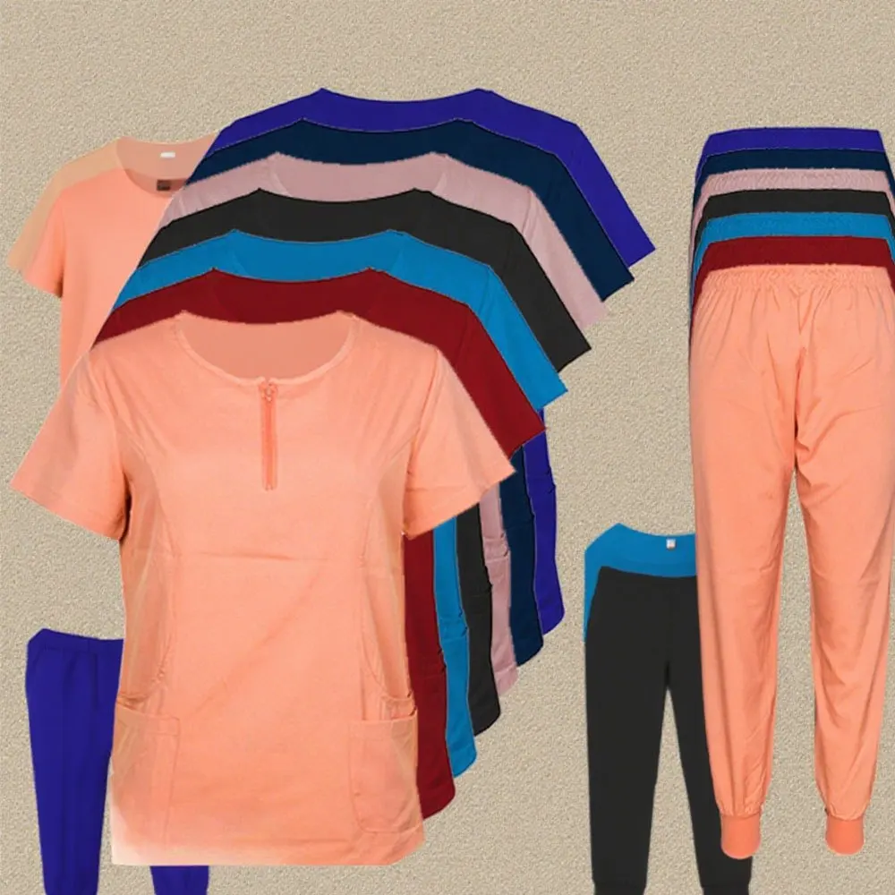 

No More Sticky Discomfort! Elastic Quick-Dry Short-Sleeved Split Nurse Set for Beauty Spaces