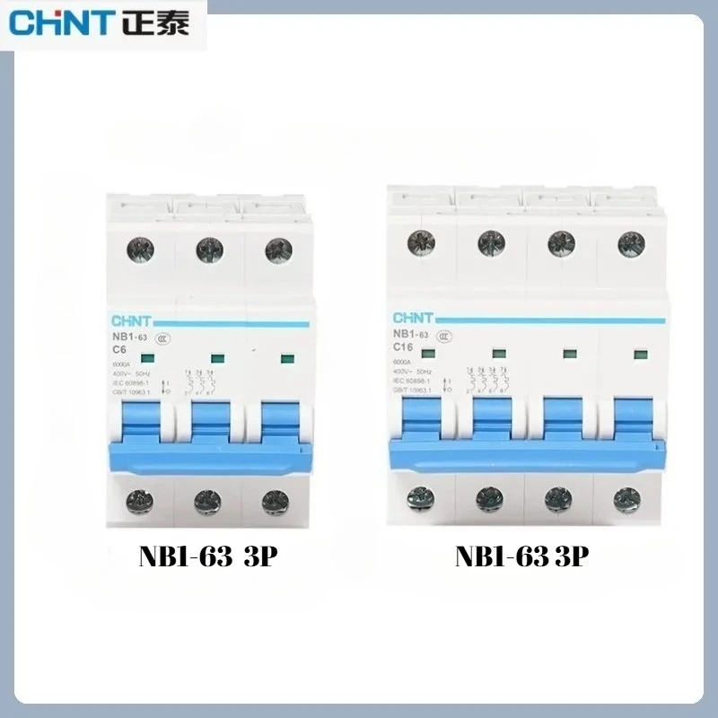 

Chint NB1-63 3P 4P Air Switch - 10A-63A C-Type Mini Breaker, DIN Rail Mountable, 6kA Capacity, Home Main Switch