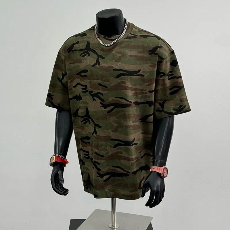 2025 men's American trend personality camouflage short-sleeved T-shirt