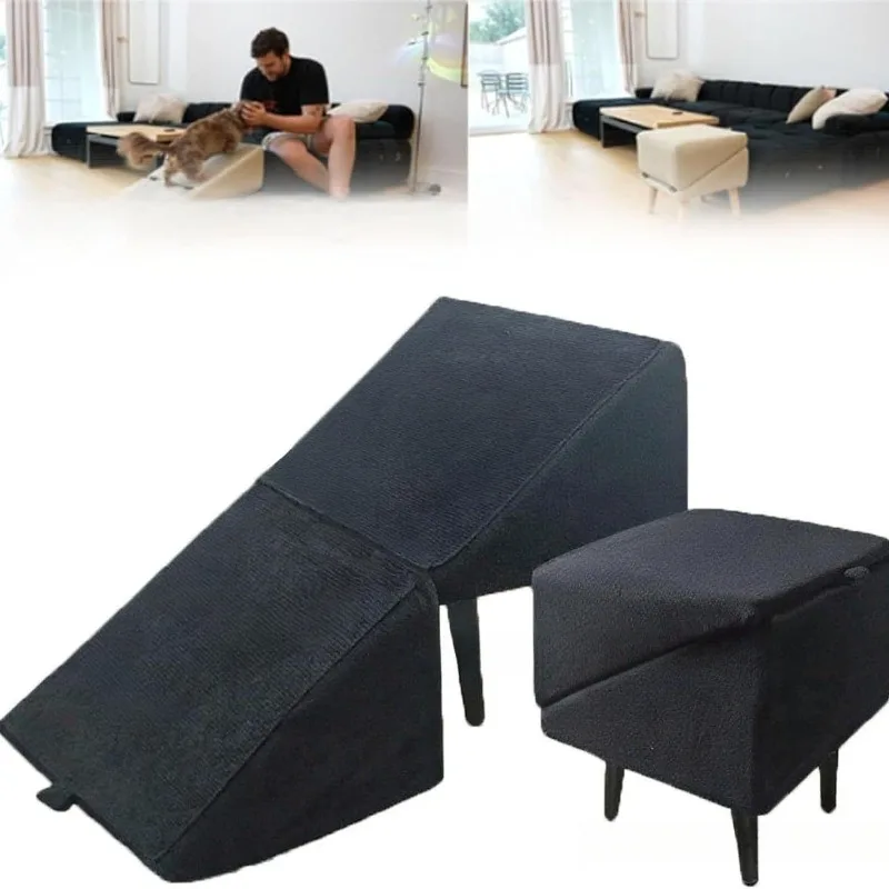 Split-type Dog Stair Ramp Dual-use Wooden Footstool, Foldable Large, Medium, and Small Dog Footstool