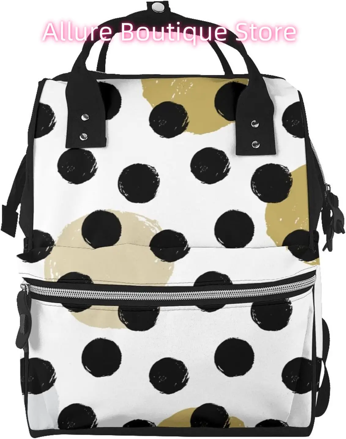 

Black Dots Diaper Bag Backpack for Women Large Capacity Nappy Bag Multifunction Waterproof Mummy Backpacks for Mom Dad Essential