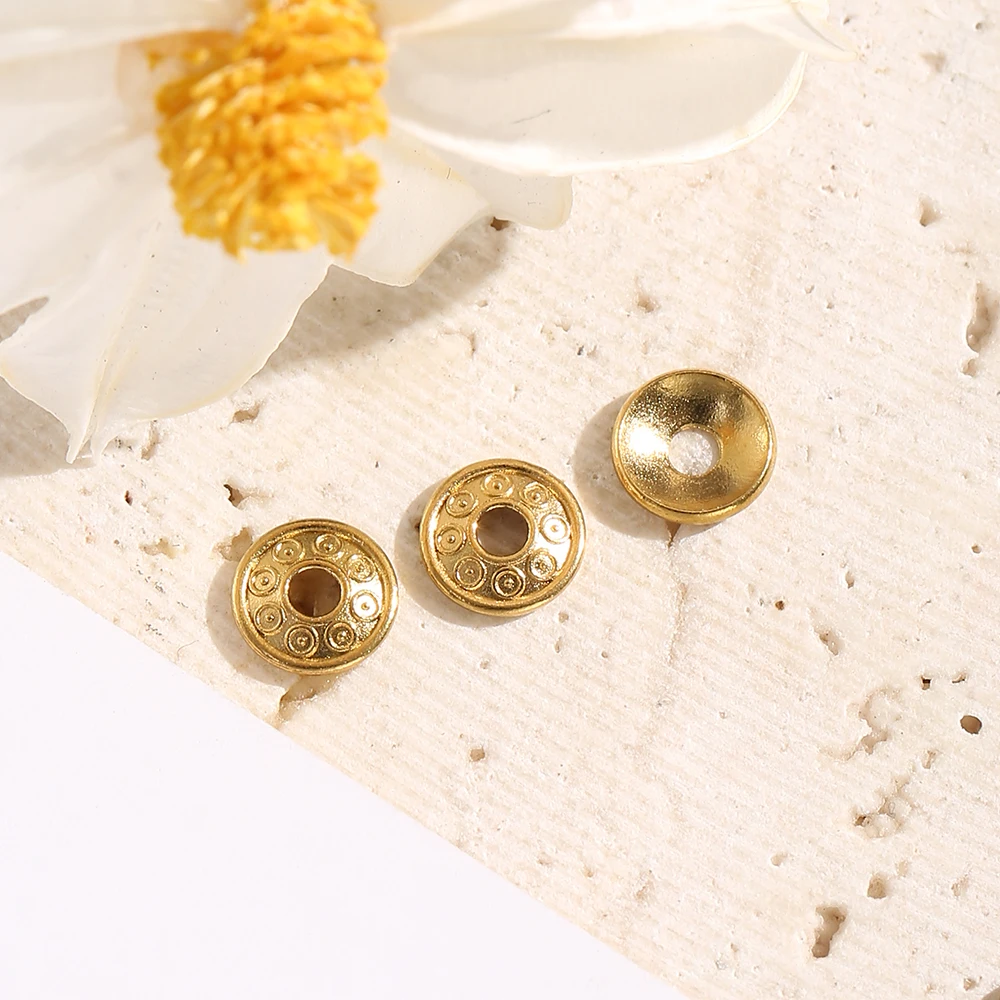 20 قطعة 6 مللي متر الفولاذ المقاوم للصدأ الذهب زهرة حبة قبعات نهاية خزر عازل Charms حبة لصنع المجوهرات لوازم النتائج بالجملة #4