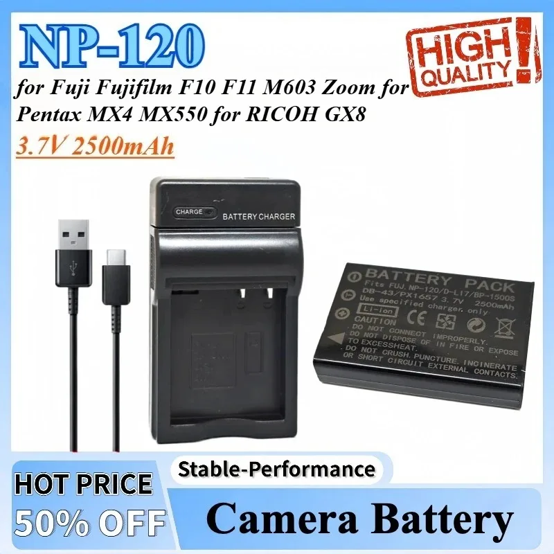 

NP-120 NP120 DL17 D-L17 DB-43 BP-1500s Battery Charger for Fuji Fujifilm F10 F11 M603 Zoom for Pentax MX4 MX550 for RICOH GX8