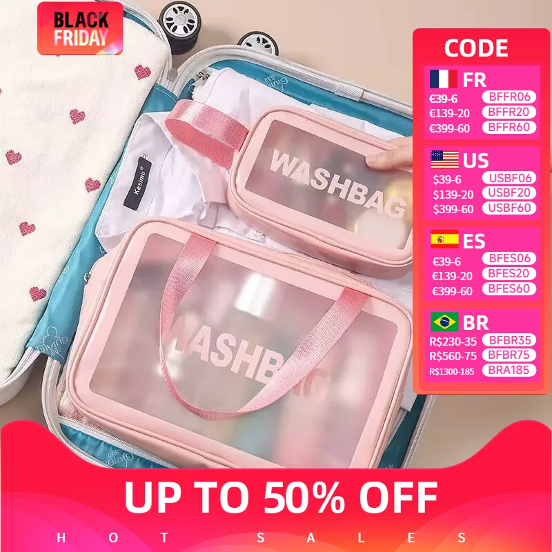 Large Capacity Portable Travel Wash Bag Female Transparent Waterproof Cosmetic Organizer Makeup Storage Pouch Beauty Women Case