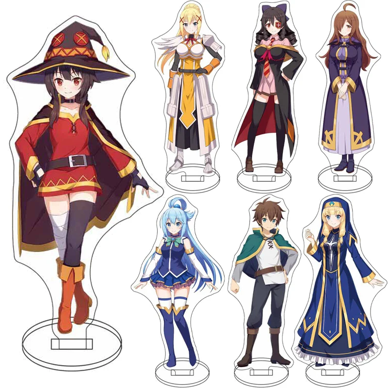 Figura de Anime de 16 cm de Konosuba: ¡Una Explosión en Este Maravilloso Mundo! ‌ Figura de Megumin Aqua Yunyun Darkness, Soporte Acrílico, Adornos Cosplay