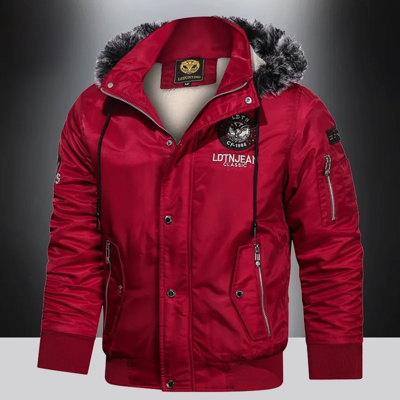 

Retro Winter Baseball Jaet Lamb Velvet Men's Warm Cotton Jaet Pilot Multi-Label Workwear Coat Thiened Youth Casual Sle