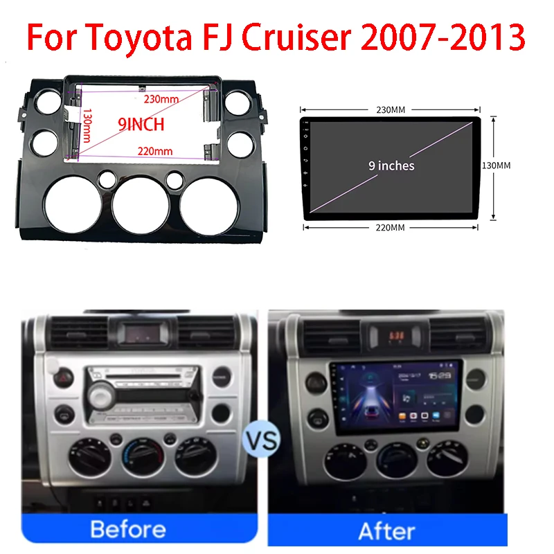 For Toyota FJ Cruiser 2007-2013 9 Inch Radio Car Android MP5 Player Casing Frame 2 Din Head Unit Fascia Stereo Dash Cover Trim