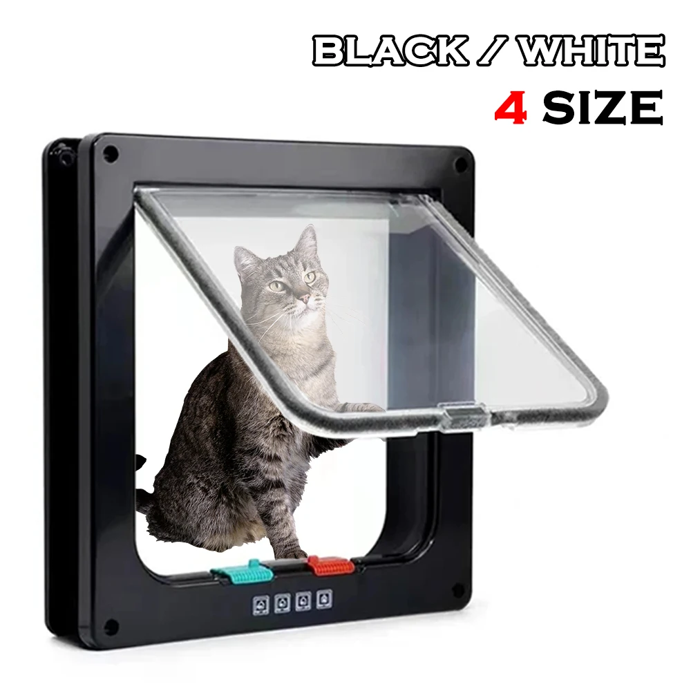 4 Sizes Cat Door 4 Way Locking for Cat up to 20 lbs Weather Proof Pet Door for Interior Doors Cabinet Garage Doors