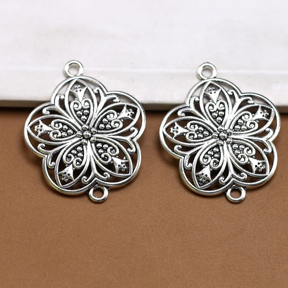 

20pcs Hollow Flower Charms Connectors Pendants Diy Jewelry Making Accessories Alloy Style Necklace Bracelet Linker Craft