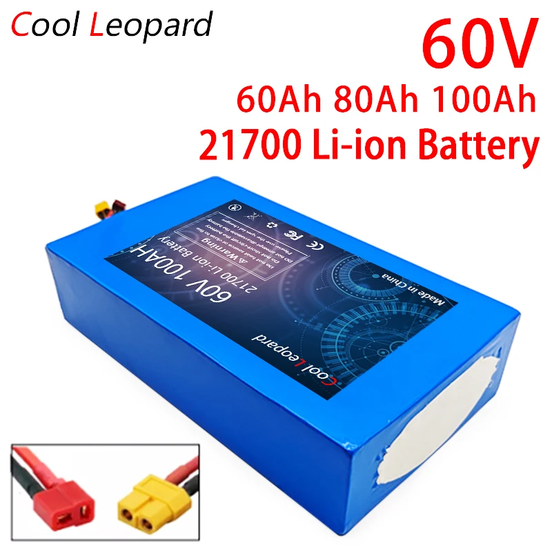 

E-bike 21700 60V 60Ah 80Ah 100Ah Lithium Ion Battery Pack,For 67.2V Scooter Motorcycle 16S4P 3000W Rechargeable Battery With BMS