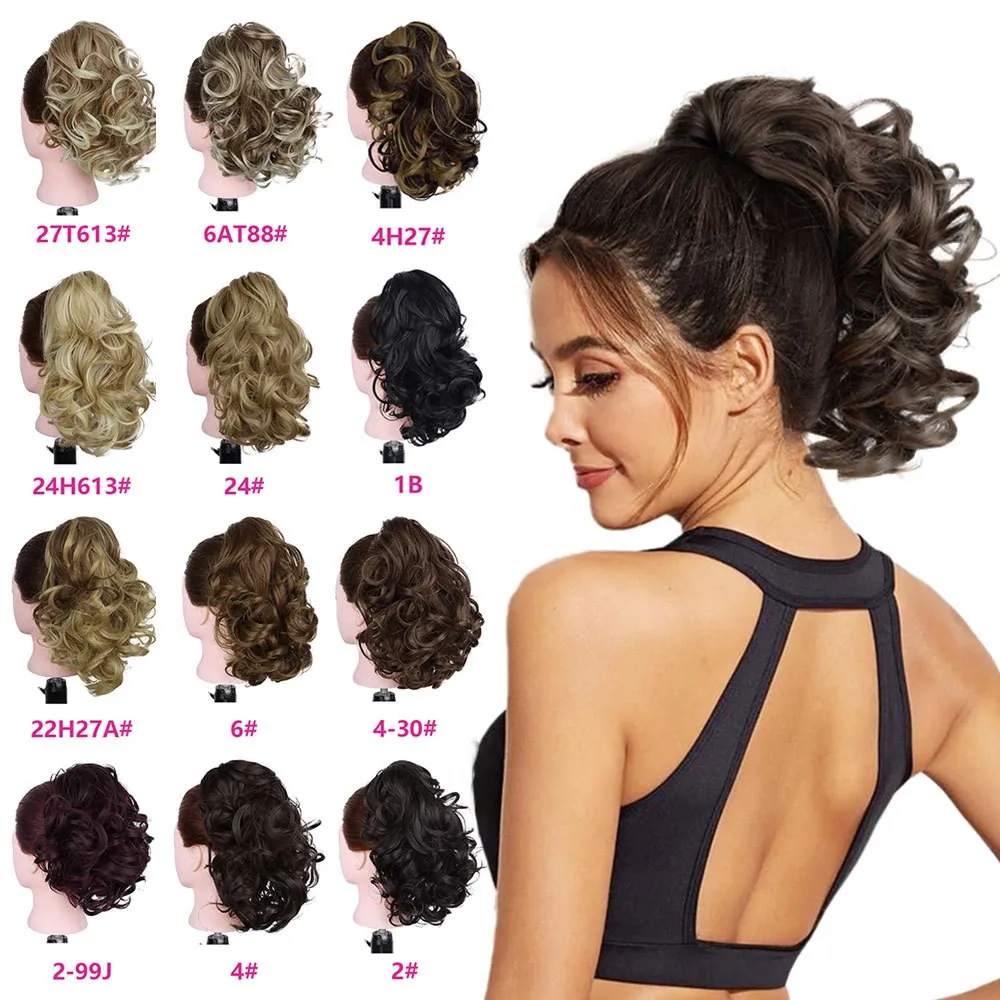12 Inch Synthetic Ponytail Extension Long Curly Ponytail Clip in Claw Hair Natural Hairpiece for Women Daily Party