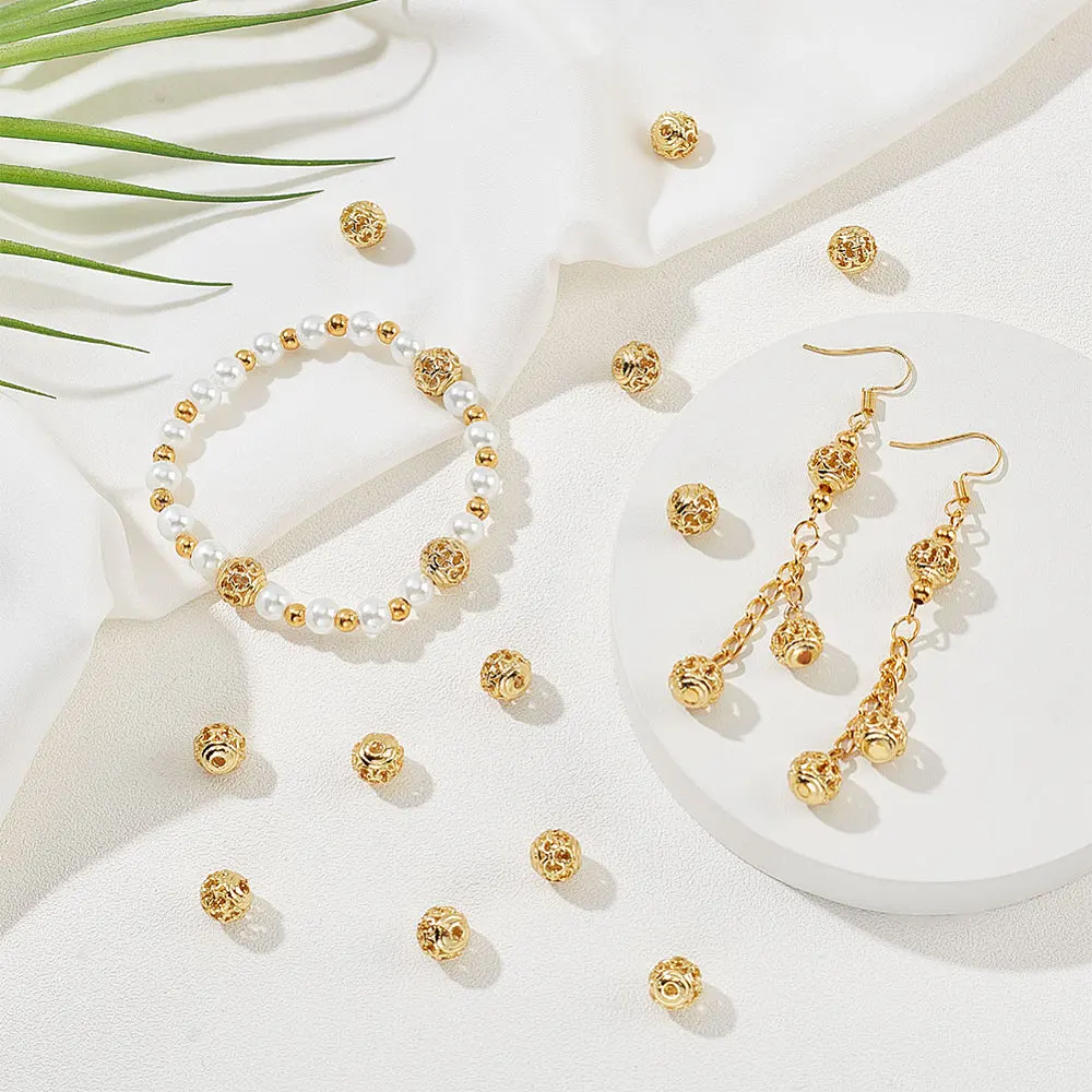 1 صندوق سبائك الخرز المجوف جولة الكادميوم الحرة الرصاص الحرة الذهبي 8X7 ~ 8 مللي متر ثقب: 1.5 ~ 2 مللي متر 30 قطعة/صندوق