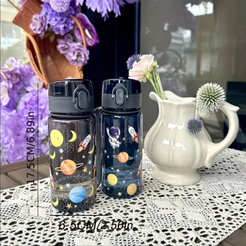 400ml 3D Printed Cute Pattern Portable Water Bottle with Carrying Strap, Outdoor Sports Water Bottle with 3D Design