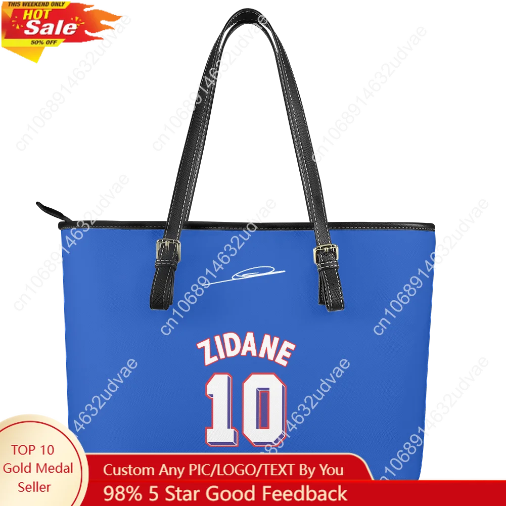 

Zidane No.10 Tote Bag Purse Womens Mens High Quality Personalized Image PU Leather France Soccer Star Handbag Shopping Gift Bags