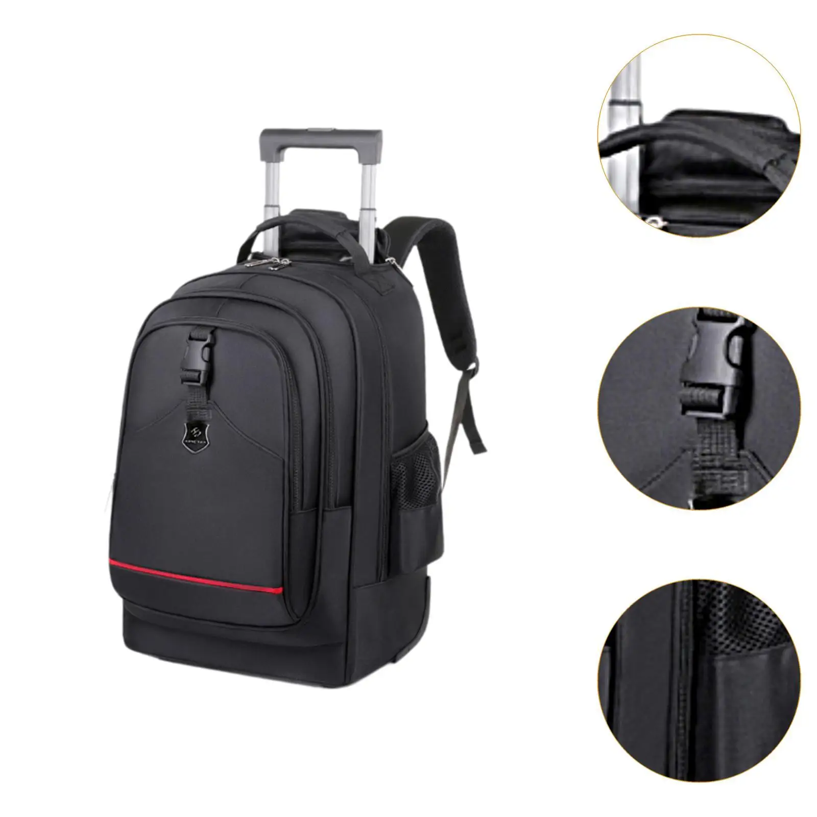 Rolling Backpack Hidden Shoulder Strap Trolley Bag for Camping Travel Adults