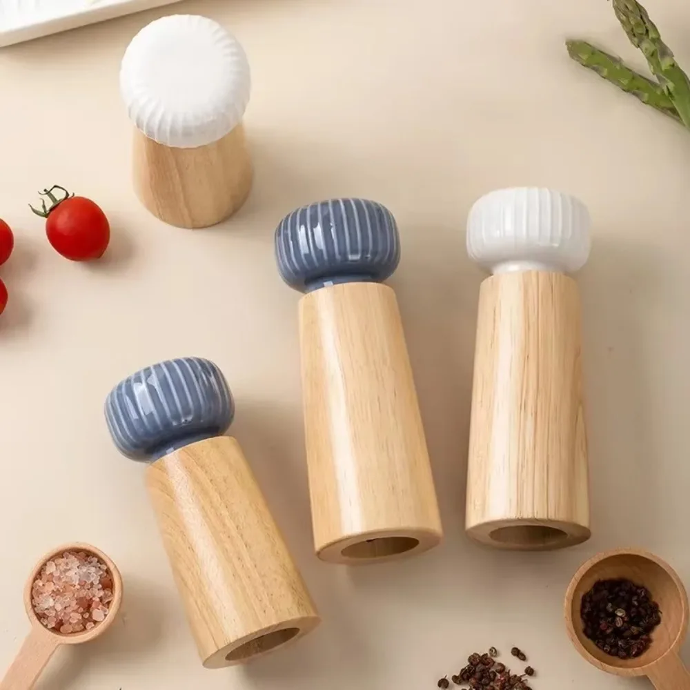 

Manual Pepper Salt Grinder Oak Nordic Style Pepper Salt Grinding Bottle Adjustable Particle Size Refillable Spice Grinder