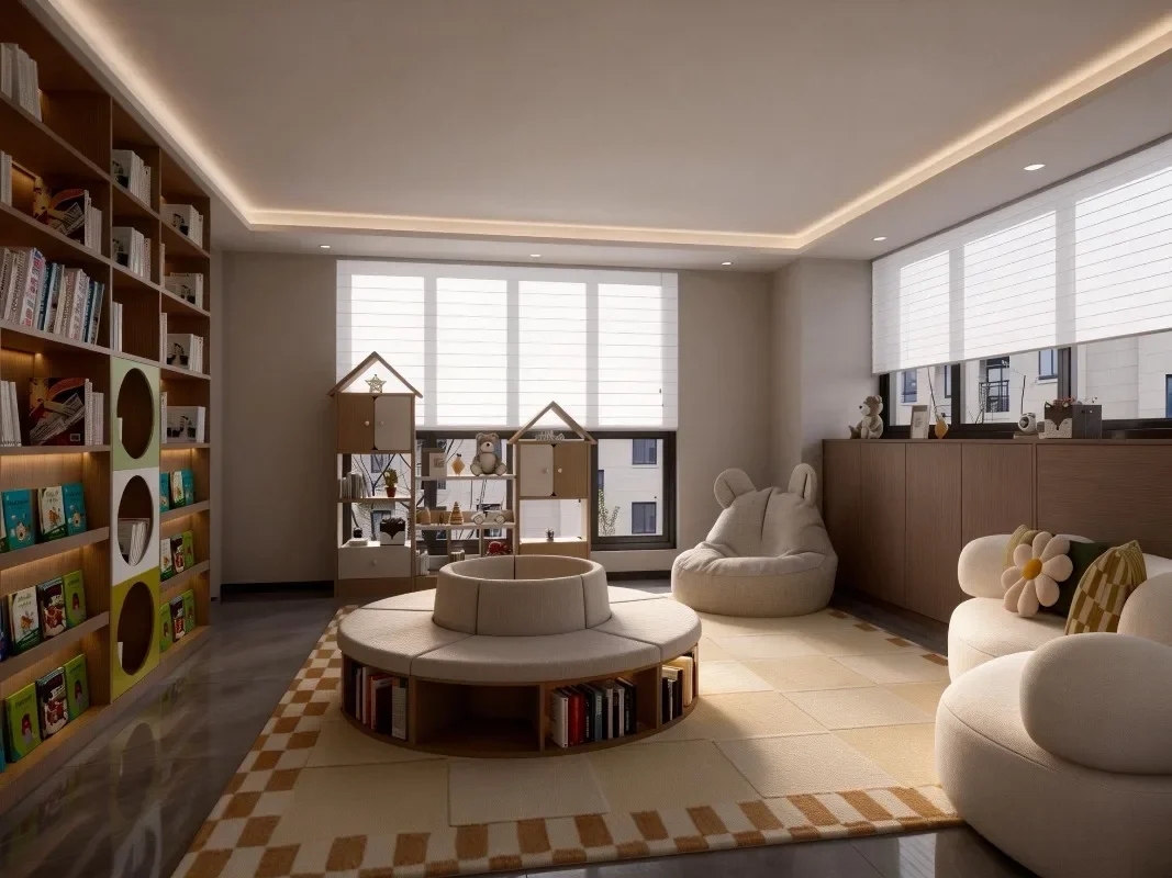 

Community reception reading area Library castle bookshelf, soft bag bookcase, solid wood storage sofa
