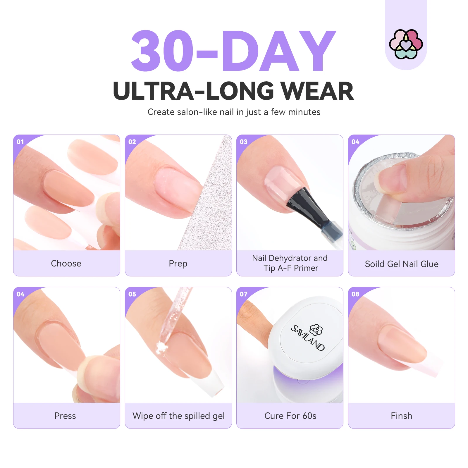 SAVILAND 150PCS French Tip Press on Nails Short Square Full Cover Fake Nails Acrylic Nude False Nails Salon Quality for Women