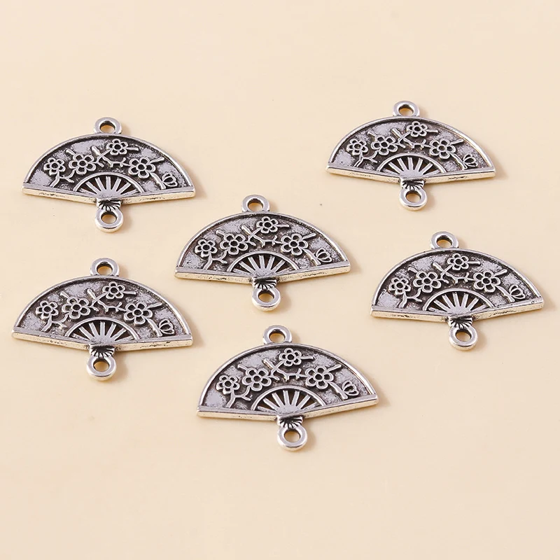 Leslie 20 Stück 14*15mm Doppelloch-Kirschblüten-Anhänger aus Legierung für DIY Handgemachte Halsketten, Armbänder, Ohrringe, Schmuckherstellung – Detail 4