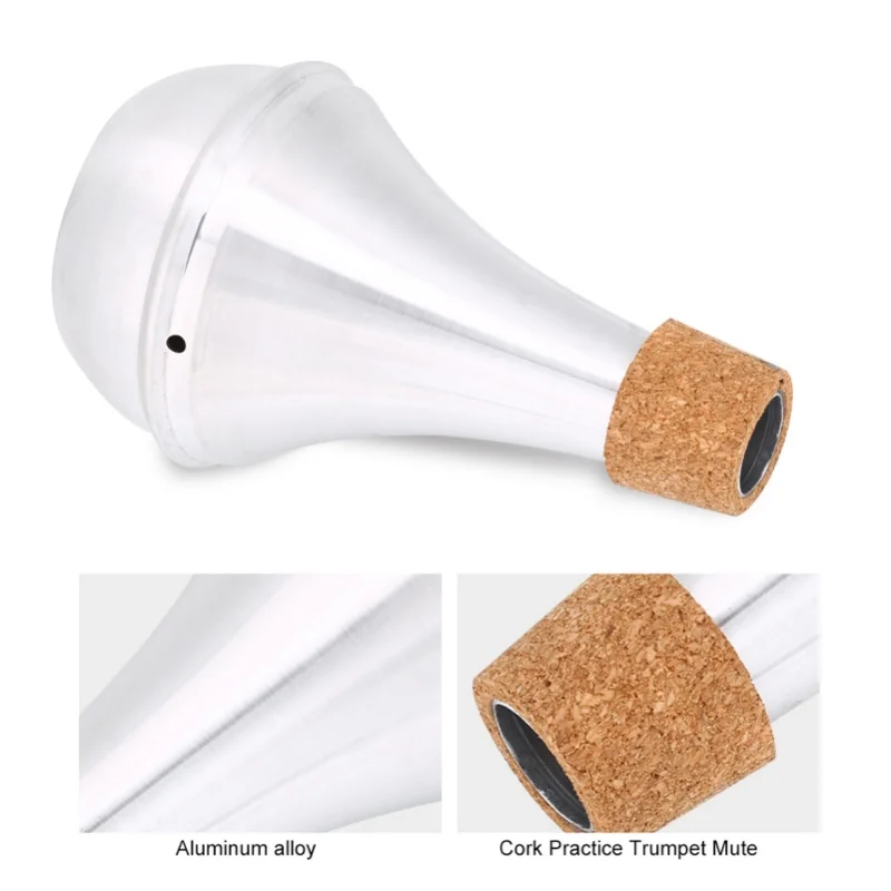 Aluminum Alloy & Cork Practice Trumpet Mute Brasses Musical Instrument Part Accessory