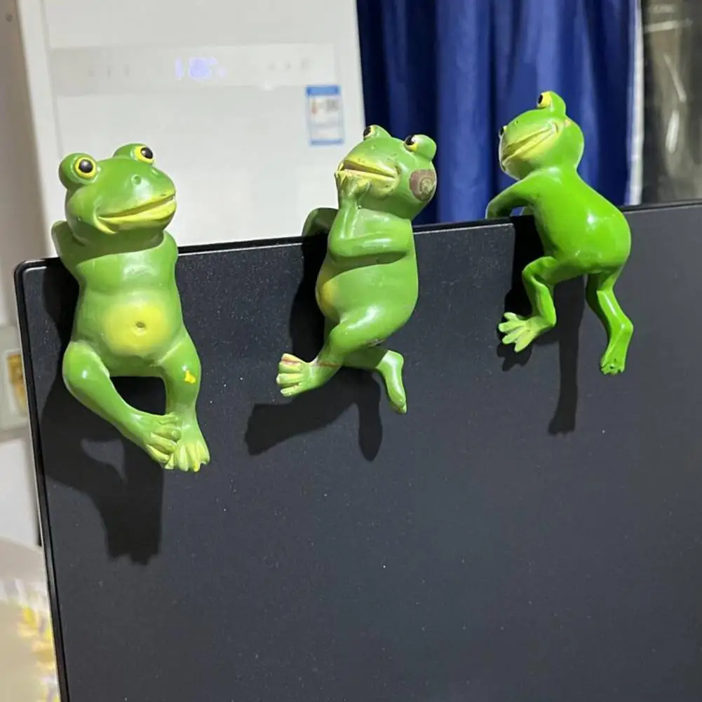 Frog Flower Pot Decoration Resin Frog Planter Figurine Flower Pot Edge Hanging Decoration Miniature Garden Ornament for Potted