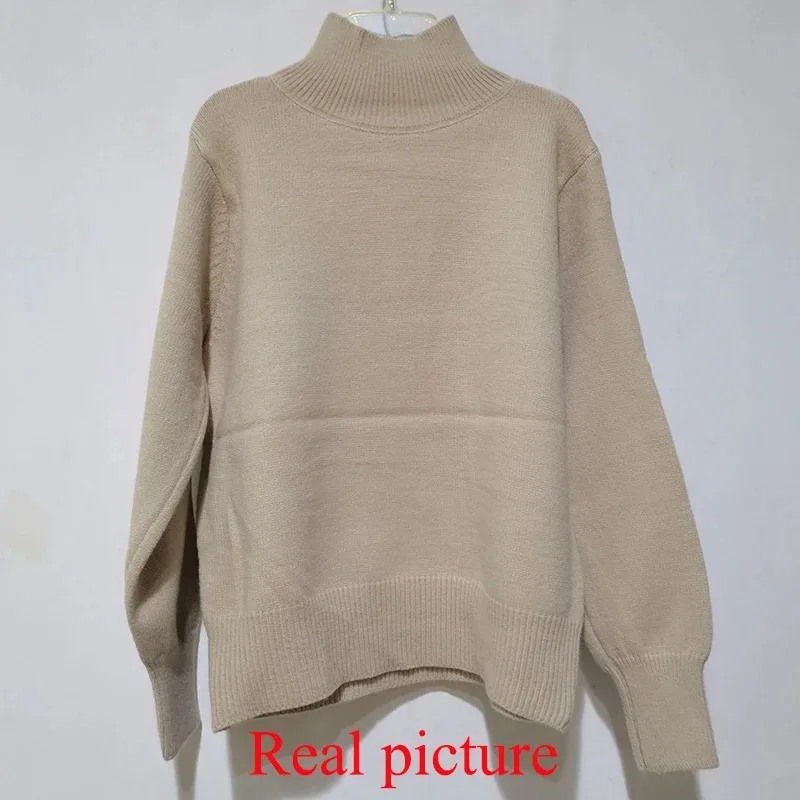 Autumn Winter Cashmere Sweater Tops Jumper Warm Thick Turtleneck Sweater Women Vinatge Casual Loose Pullover Truien Dames