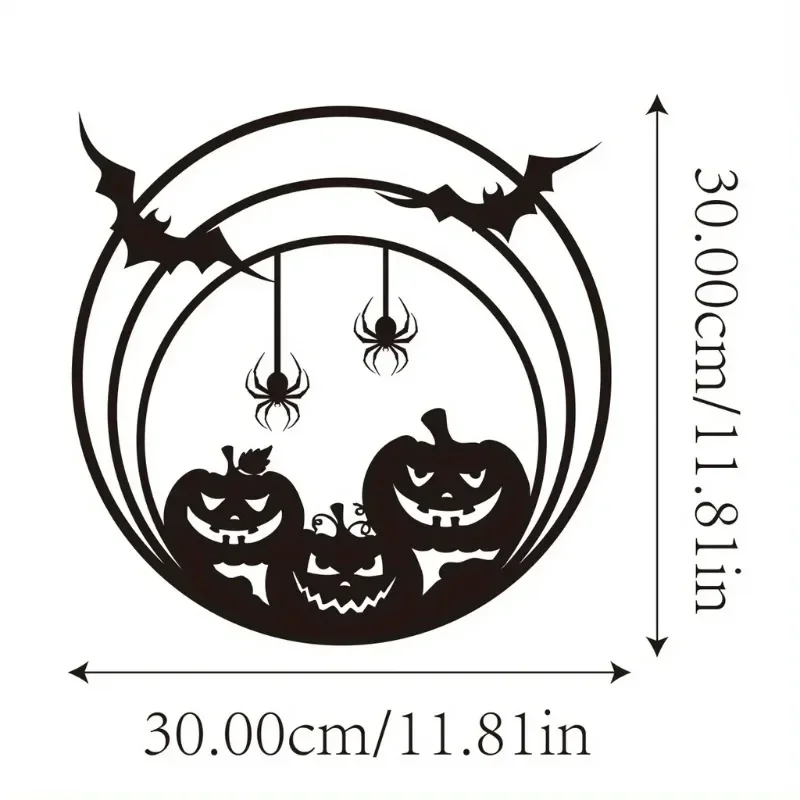 Halloween Metal Wall Art Pumpkin Bat Spider Web Design Iron 2D Flat Hanging Sculpture Door Sign Day of The Dead Party Home Decor - view 3