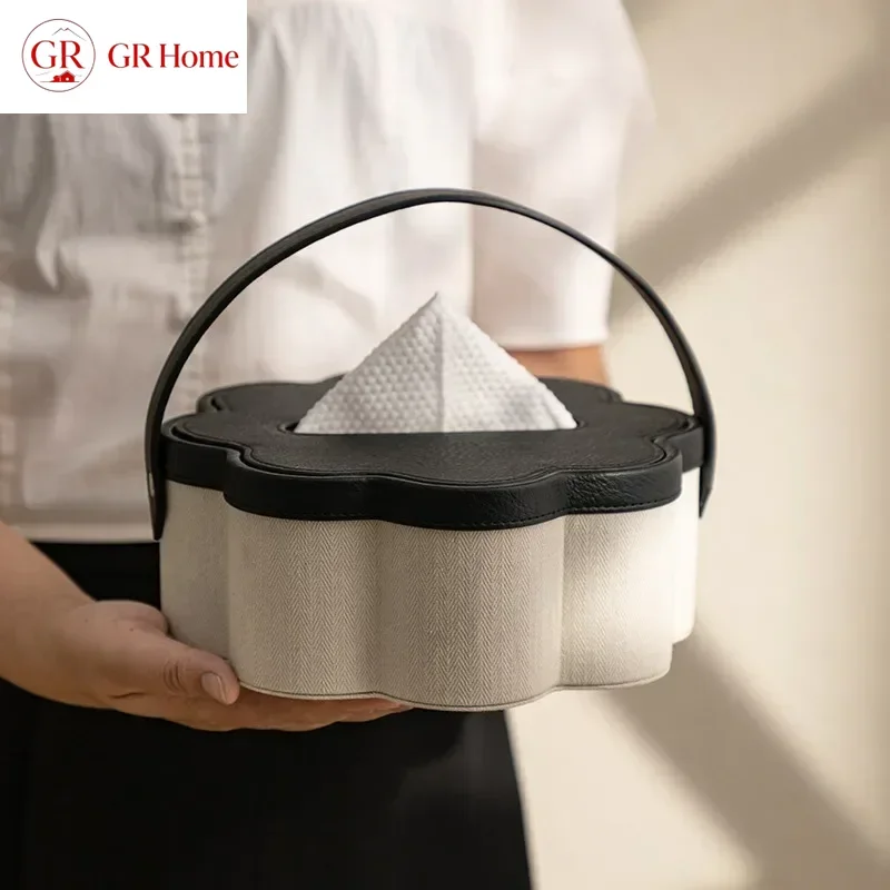 Luxury Petal-Shaped Tissue Box Cover, Decor Napkin Holder for Living Room Coffee Table, High-End Home Restaurant Paper Dispenser