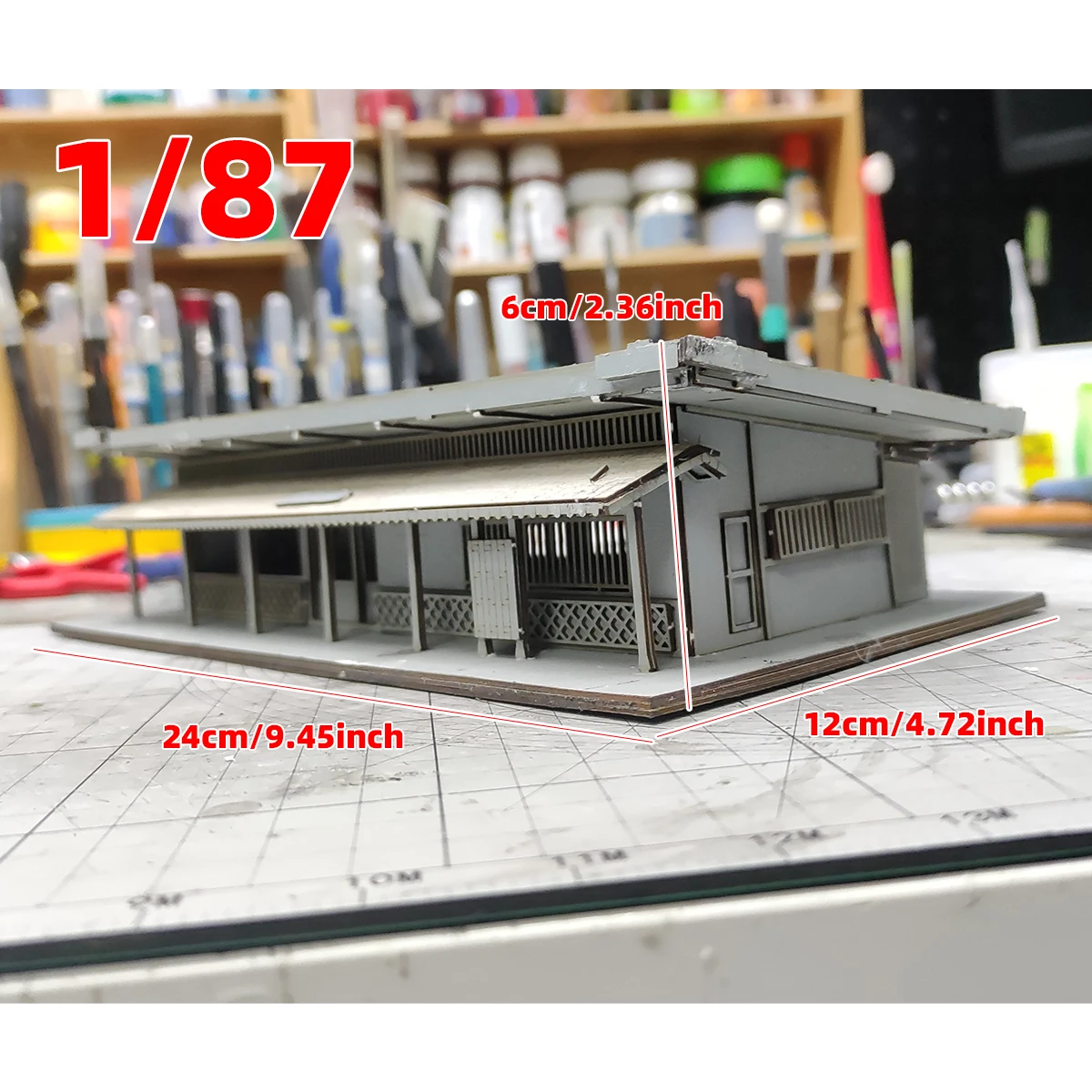 Assembly Architectural Model Sand Table Building Bus Stop Bungalow Railway Station Ticket Office Diorama Scale Model Kit 1/87
