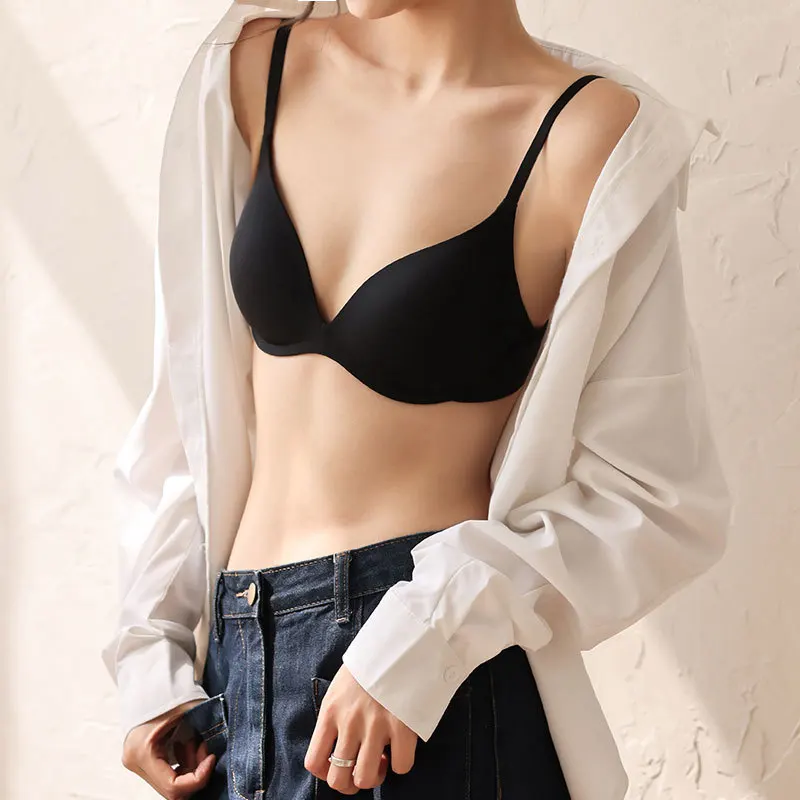 여성용 등받이 브래지어 여성용 원활한 속옷 란제리 3/4 컵 Bralette 탑 무선 브래지어 Intimates Comfort T Shirt Bra
