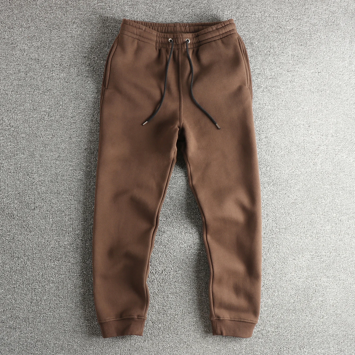 شتاء جديد الأمريكية الرترون سميكة المخملية محبوك Sweatpants الرجال مرونة الخصر الرباط الرياضة عادية مستقيم الكاحل تعادل السراويل