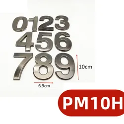 House Number Label ABS Plastic Door Plate Modern Address Plaque House Hotel Digits Apartment Sticker Sign Gray 10cm 0123456789