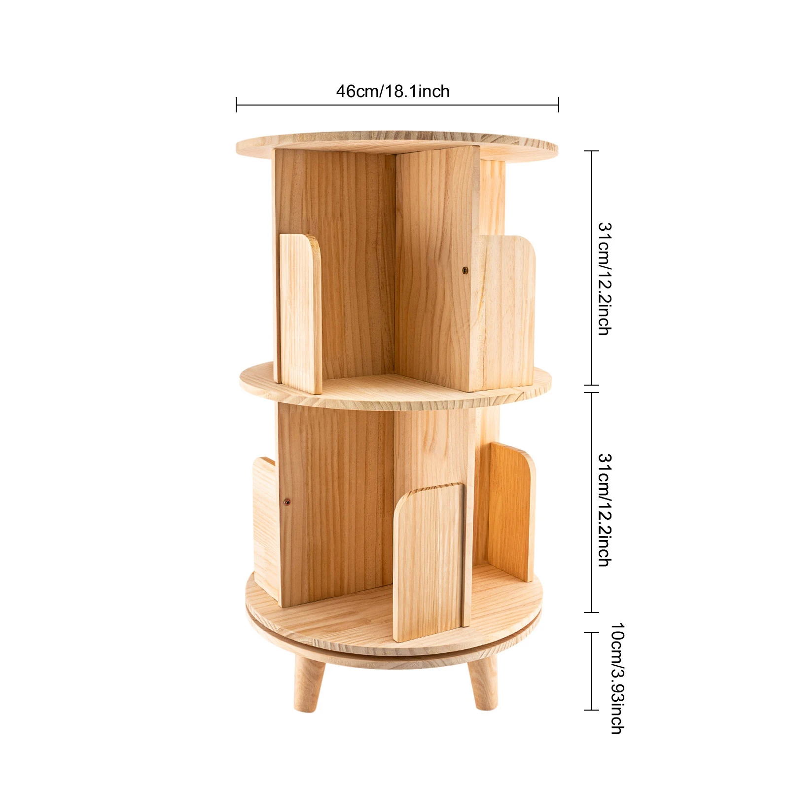 Rotating Bookshelf 360 Display Floor Standing Bookcase Storage Rack for Kids&Adults Multi-Functional Bookshelf Organizer