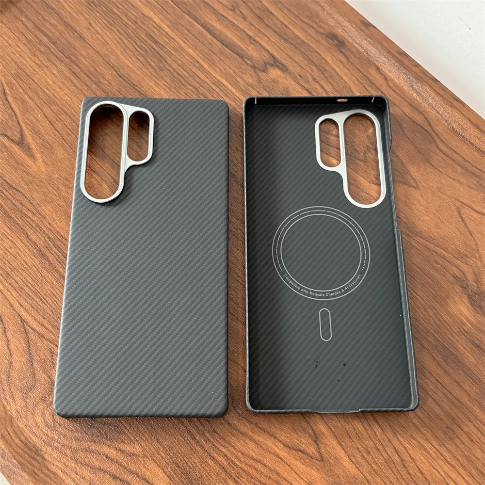 Casing Serat Karbon Aramid untuk Samsung S25 Penutup Cangkang Pelindung Ultra Magnetik untuk Casing Karbon Ultra Galaxy S25 S24