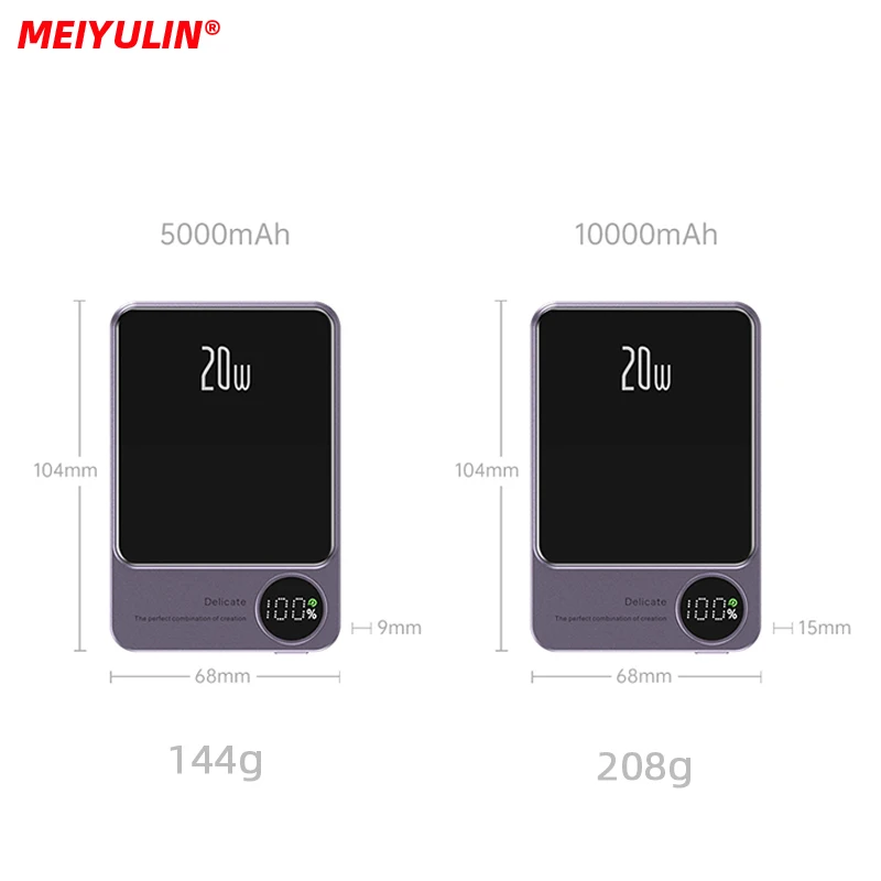 Imagem -05 - Mini Banco de Potência sem Fio Magnético 10000mah Usb c pd 20w Carregamento Rápido Bateria Sobressalente Externa Móvel para Iphone 15 Samsung Xiaomi