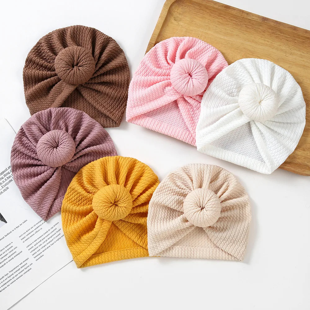 New Donuts Texture Knitted Baby Hat Cute Solid Baby Girls Boys Hat Turban Soft Newborn Infant Cap Knitting Beanies Head Wraps